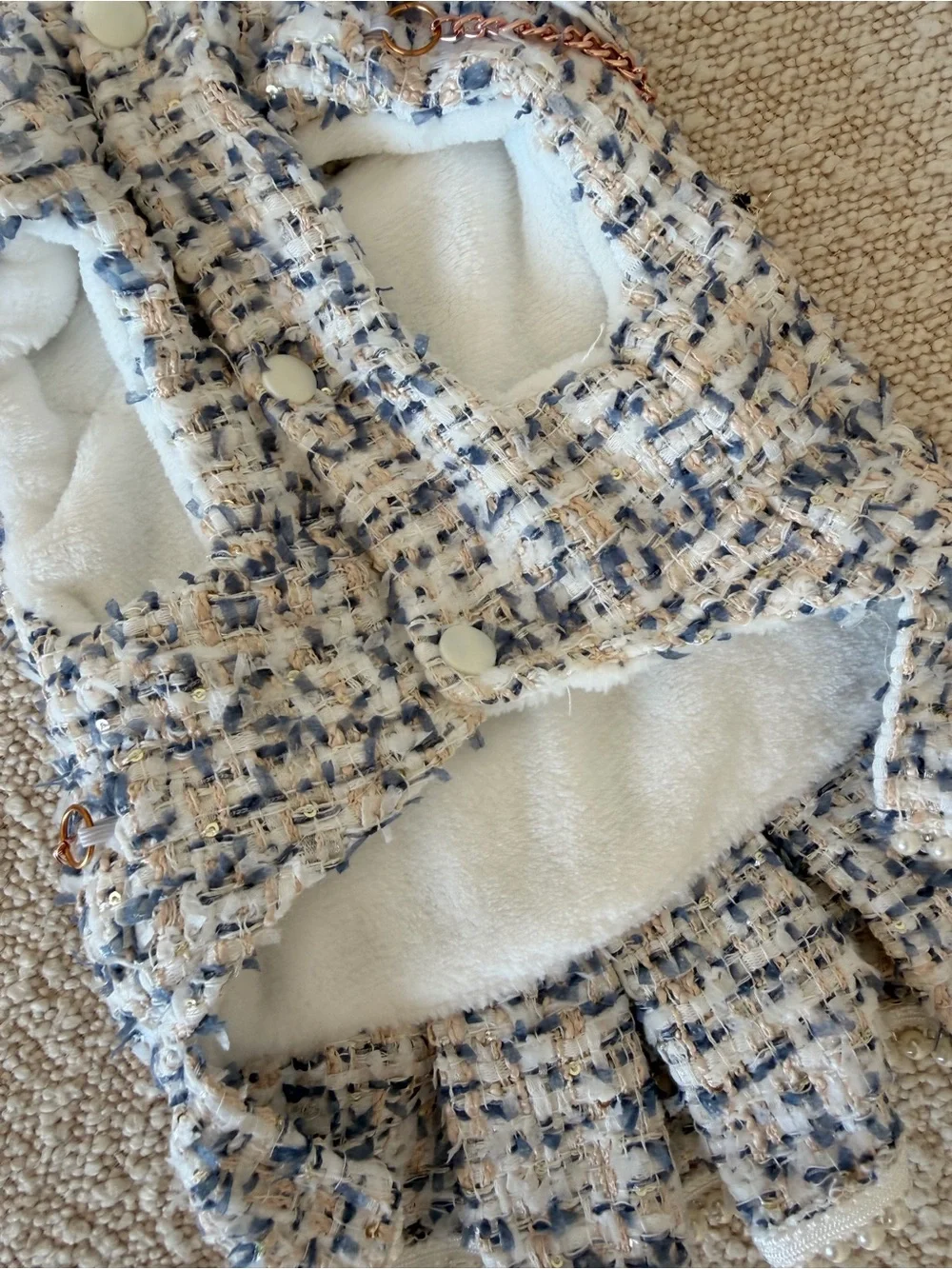 New Luxury Pearl Dog Dress Tweed Princess small
